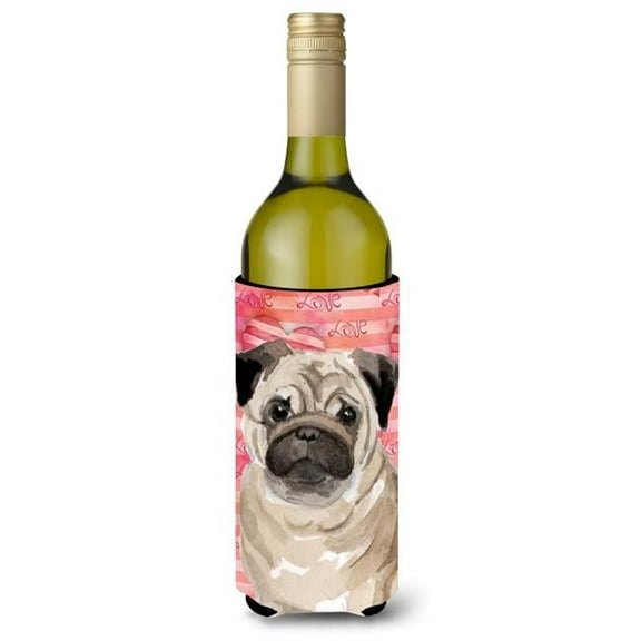 Fawn Pug Love Wine Bottle Beverge Insulator Hugger