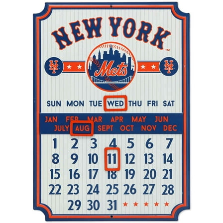 MLB New York Mets Metal Perpetual Wall Calendar with Magnets, 10 x 14 in