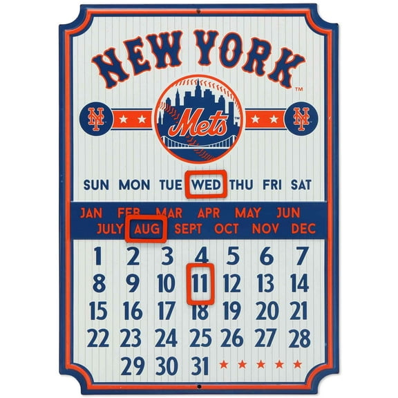 MLB New York Mets Metal Perpetual Wall Calendar with Magnets, 10 x 14 in
