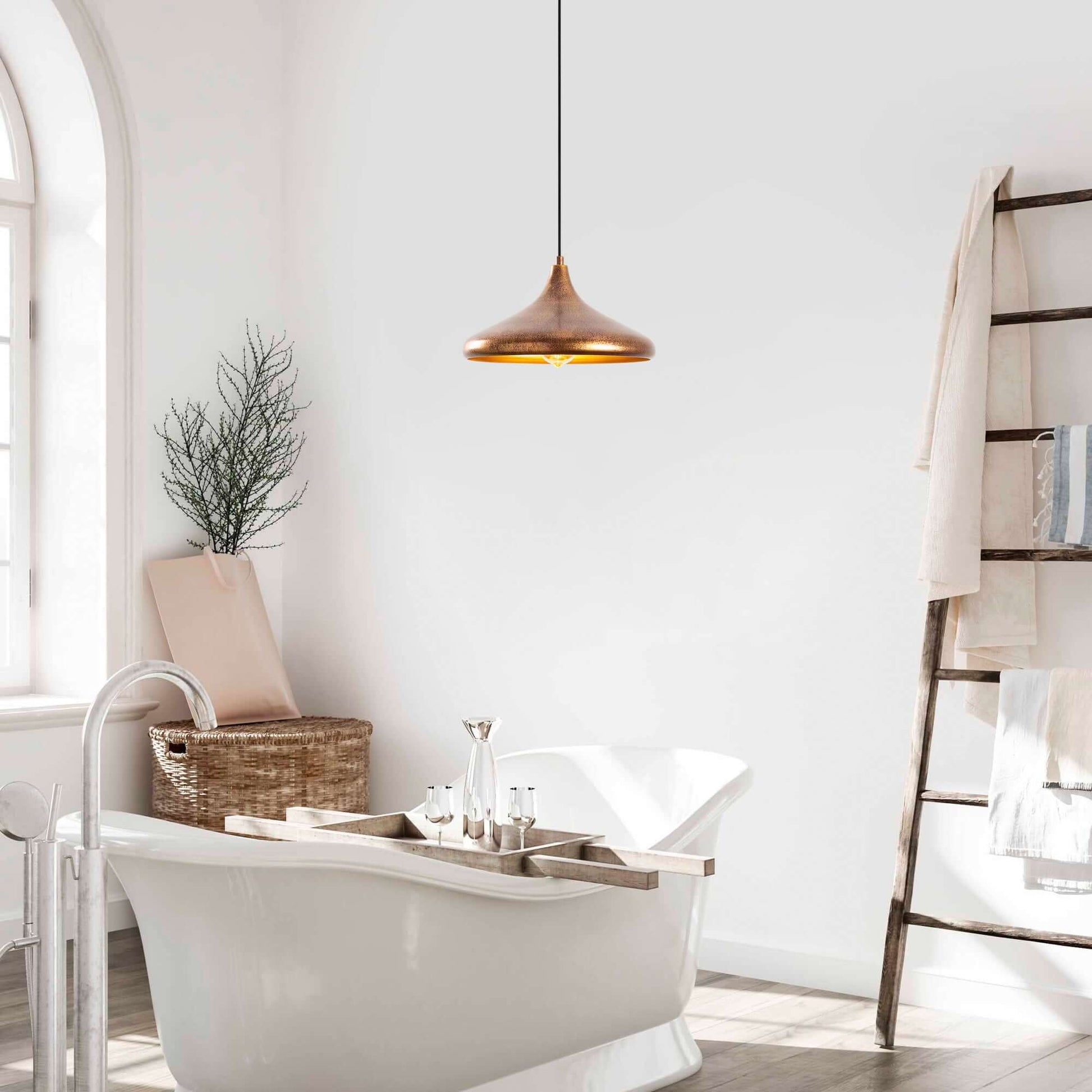 Swift Beacon Golden Drop Pendant Light Fixture - Hanging Pendant Lights for Kitchen Island, Bedroom, Entryway & Dining Room, Antique Finished Metal Body, Durable & Dimmable
