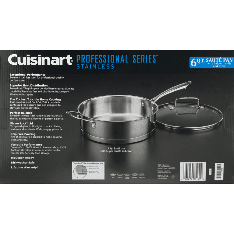 Cuisinart Custom-Clad 5-Ply Stainless Steel Saute Pan with Helper Handle &  Lid | 5.5 Qt.