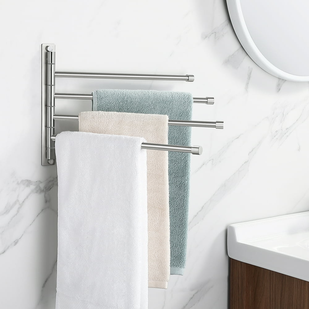 KES Swivel Towel Bar Swing Out 4 Arm Towel Rack Brushed Stainless Steel Wall Mount