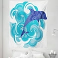thumbnail image 1 of Dolphin Tapestry, Abstract Representation of Waves Aqua Life Soft Color Image Nature Scenes, Fabric Wall Hanging Decor for Bedroom Living Room Dorm, 5 Sizes, Violet Blue Sky Blue, by Ambesonne, 1 of 1