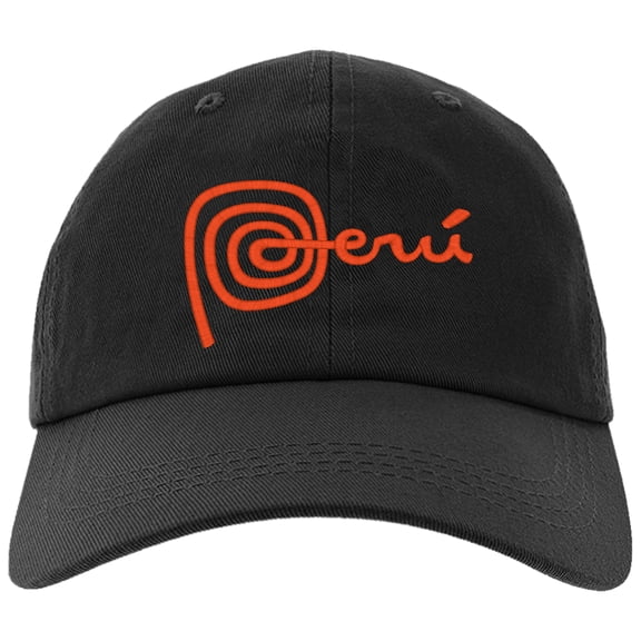Embroidered PERU National Logo, Adjustable Baseball Cap-EM-0037-Black