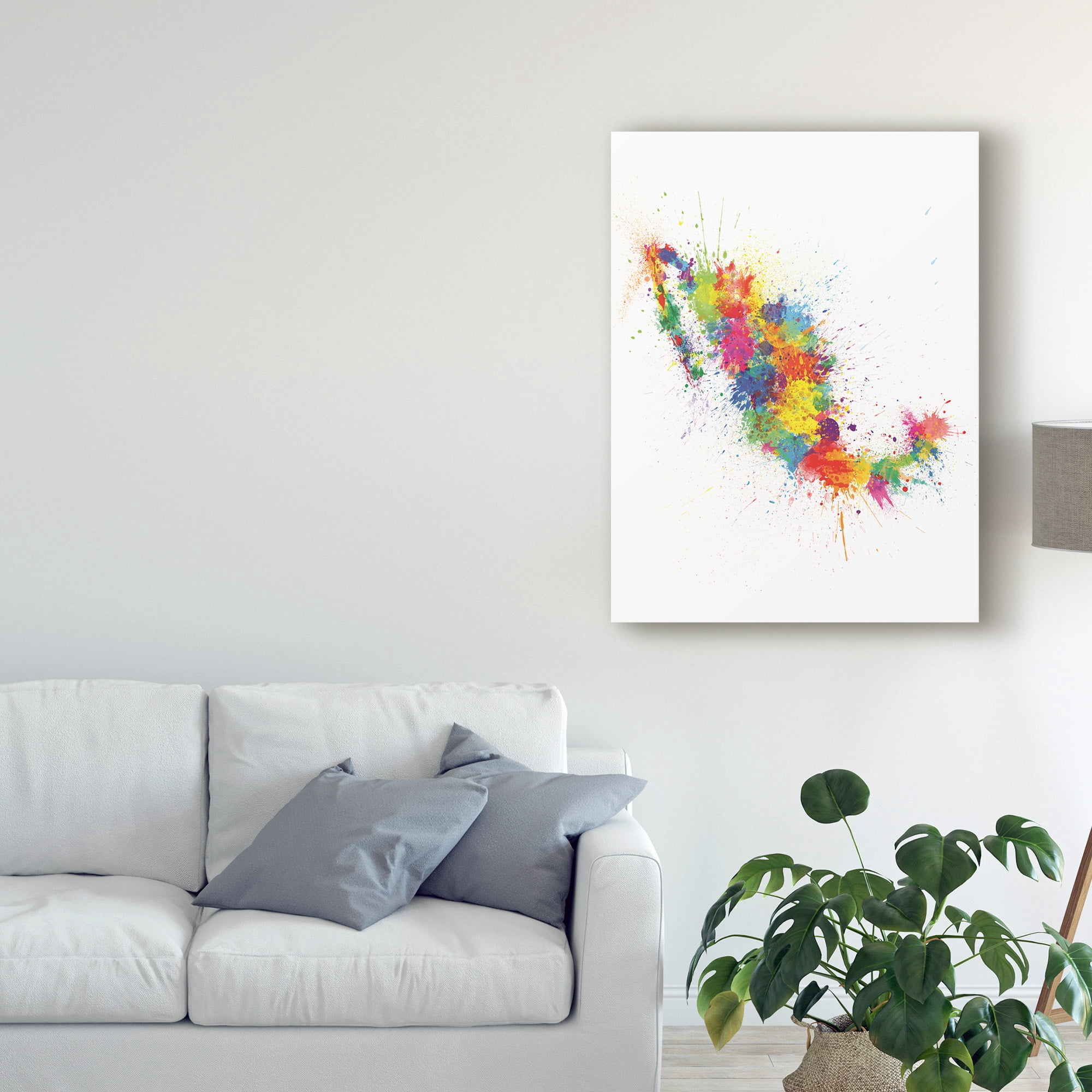 Trademark Fine Art 'Mexico Paint Splashes Map' Canvas Art by Michael Tompsett