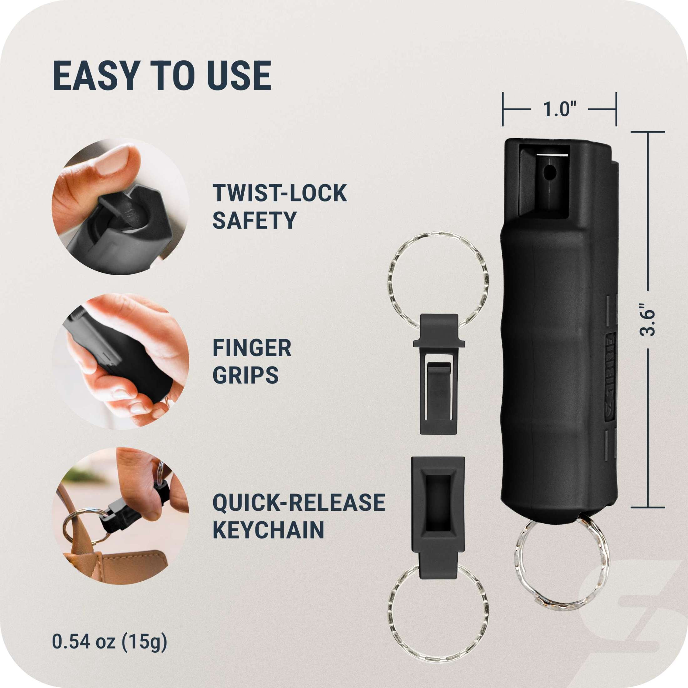 (3 pack) SABRE Pepper Spray with Quick Release Keychain, Black, 1 Count, Pocket Pepper Sprays