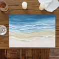 thumbnail image 4 of Sandy Beach Oceans Waves Placemats Set of 4,Wipeable Washable Table Mats for Dining Tables, Blue Brown Gradient Place Mats for Kitchen Event Party Tabletop Decor, 4 of 9