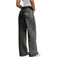 thumbnail image 6 of ZANKLEY Women Bowknot Embroidery Y2k Jeans Straight Leg Boyfriend Denim Pants, 6 of 11
