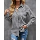 thumbnail image 4 of Camisa casual de rayas de manga larga para mujer Camisa de manga larga con cuello en V, 4 of 6
