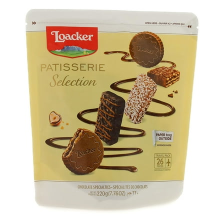 Loacker Mix Patisserie Chocolate Specialties - Individually Wrapped Assorted Premium Wafer Chocolate Specialties, Mixed Flavors - Sustainably Sourced - Pouch - 7.76oz