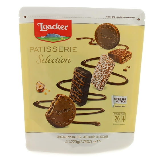 Loacker Mix Patisserie Chocolate Specialties - Individually Wrapped Assorted Premium Wafer Chocolate Specialties, Mixed Flavors - Sustainably Sourced - Pouch - 7.76oz