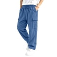 thumbnail image 2 of Spazoro Boys Corduroy Cargo Pants with Multi‑Pockets, Straight Leg Drawstring Elastic Waist Solid Color Loose Fit Casual Trousers for Daily Street Blue Size 4-5T, 2 of 7