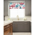 thumbnail image 4 of Kitchen Cafe Valance Curtain for Small Windows,Tropical Pink Flamingo and Blue Teal Plant Leaves Rod Pocket Short Valances Rustic White Window Treatment Panel for Living Room/Bedroom/Bathroom,42x18in, 4 of 7