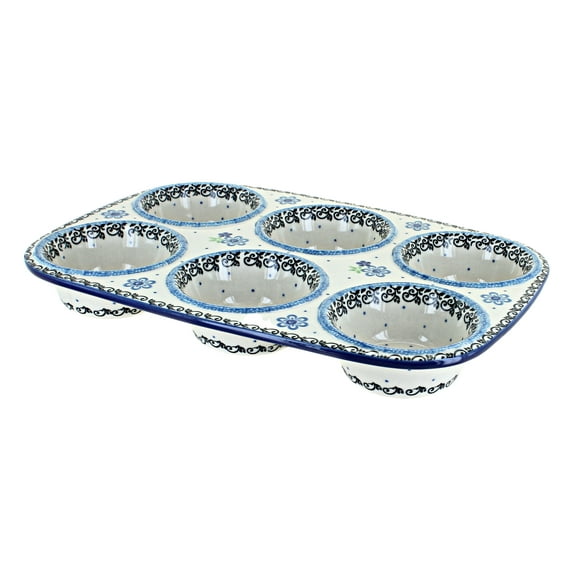 Blue Rose Polish Pottery Eliza Muffin Pan