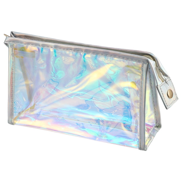 Bolsas de maquillaje transparentes Unique Bargains Bolsa de aseo transparente PVC Tono plateado
