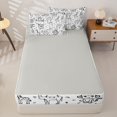 thumbnail image 4 of Castle Fairy Cute Safari Animal Zipper Twin Comforter Sets with Fitted Sheet and 2 Pillowcases for Boys,Giraffe Monkey Sloth Camel Silhouette Zipper Bedding Set,Black White,Grey Reversible,4-Piece, 4 of 6