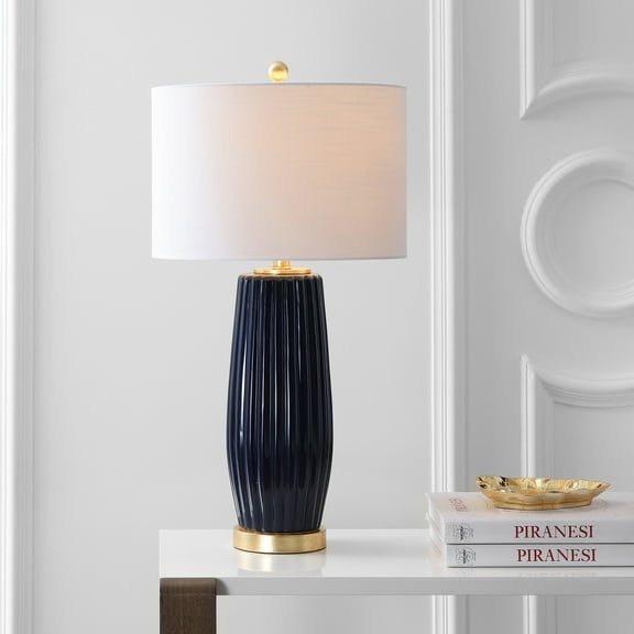 JONATHAN Y Roman 28.5" Ceramic LED Table Lamp, Navy, JYL5045A