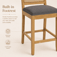 thumbnail image 4 of Bar Stools Sets of 2, LEGAHOME 28" Bar Height Bar Stools, Farmhouse Linen Upholstered Bar Stools with Cane Back, Wood Bar Chairs for Kitchen Island Dining Room, Suitable for 40"-42" Table, Beige Gray, 4 of 9