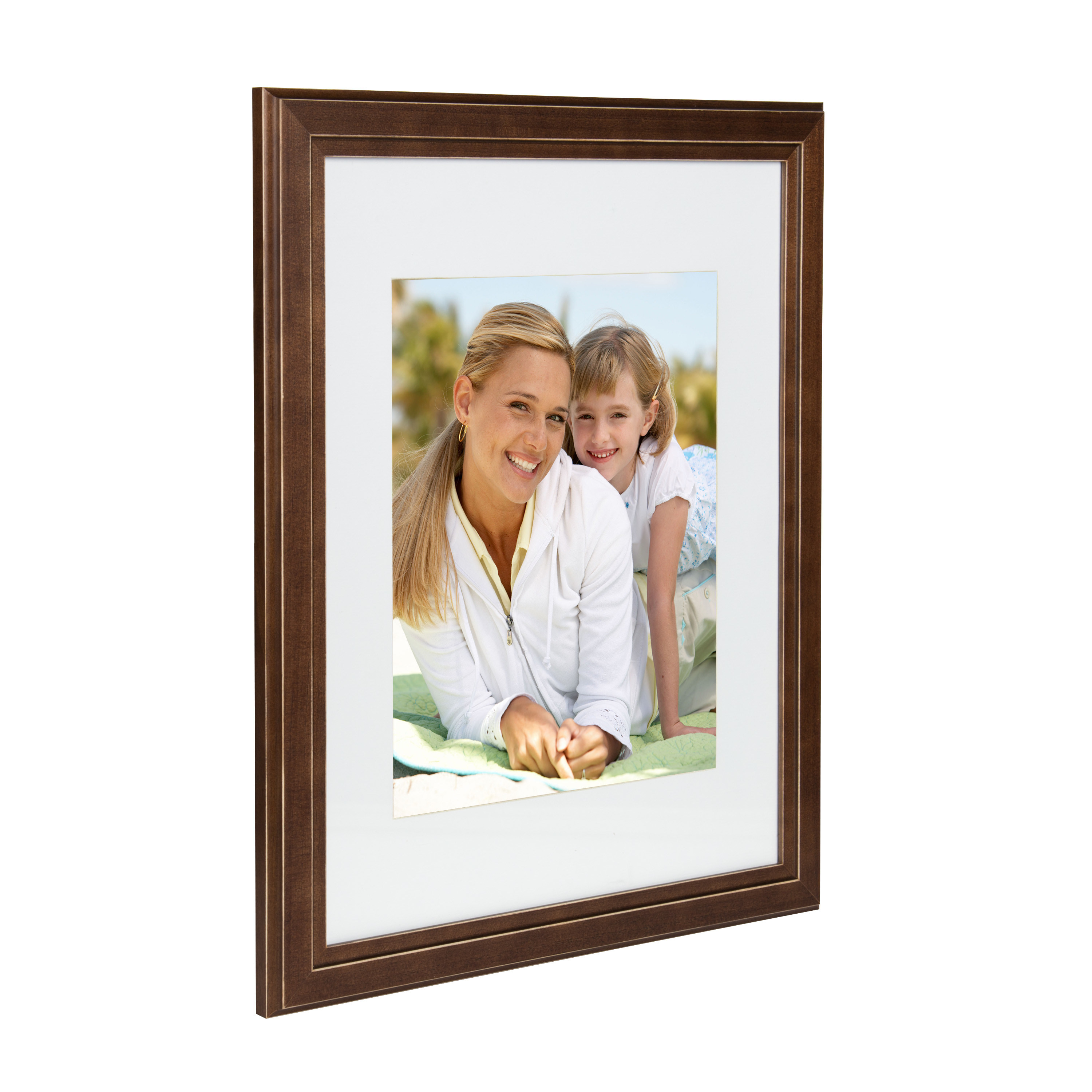 DesignOvation Kieva Solid Wood Picture Frames, Distressed Espresso Brown 11x14 matted to 8x10, Pack of 4