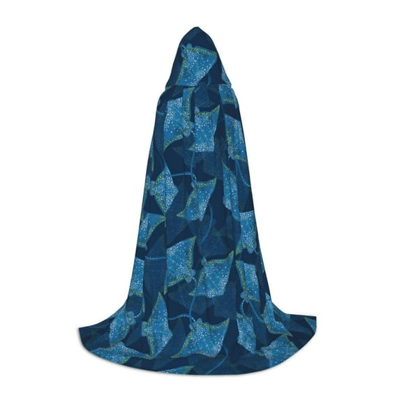 Honeii Stingray Print Poncho Cape, Cloak Coat, Snuggly Hooded Wearable Blanket, Hooded Cape For Teenagers,Halloween Costumes-Small