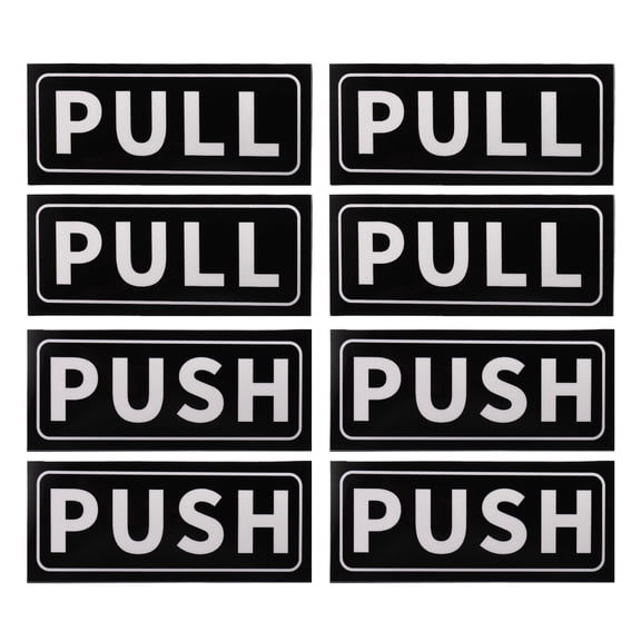 Uxcell Push Pull Door Sign 2"x5" Adhesive Horizontal Pull Push Sticker White 4 Set