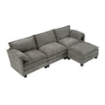 thumbnail image 5 of Hommoo 107-inch Cotton-Linen Velvet Texture L-shaped Sectional Sofa, 3 Seats Corner Sofa Set with Ottoman & Side Bag, Gray, 5 of 8