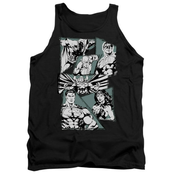 JLA Justice League A Mighty League Adult Tank Top Black
