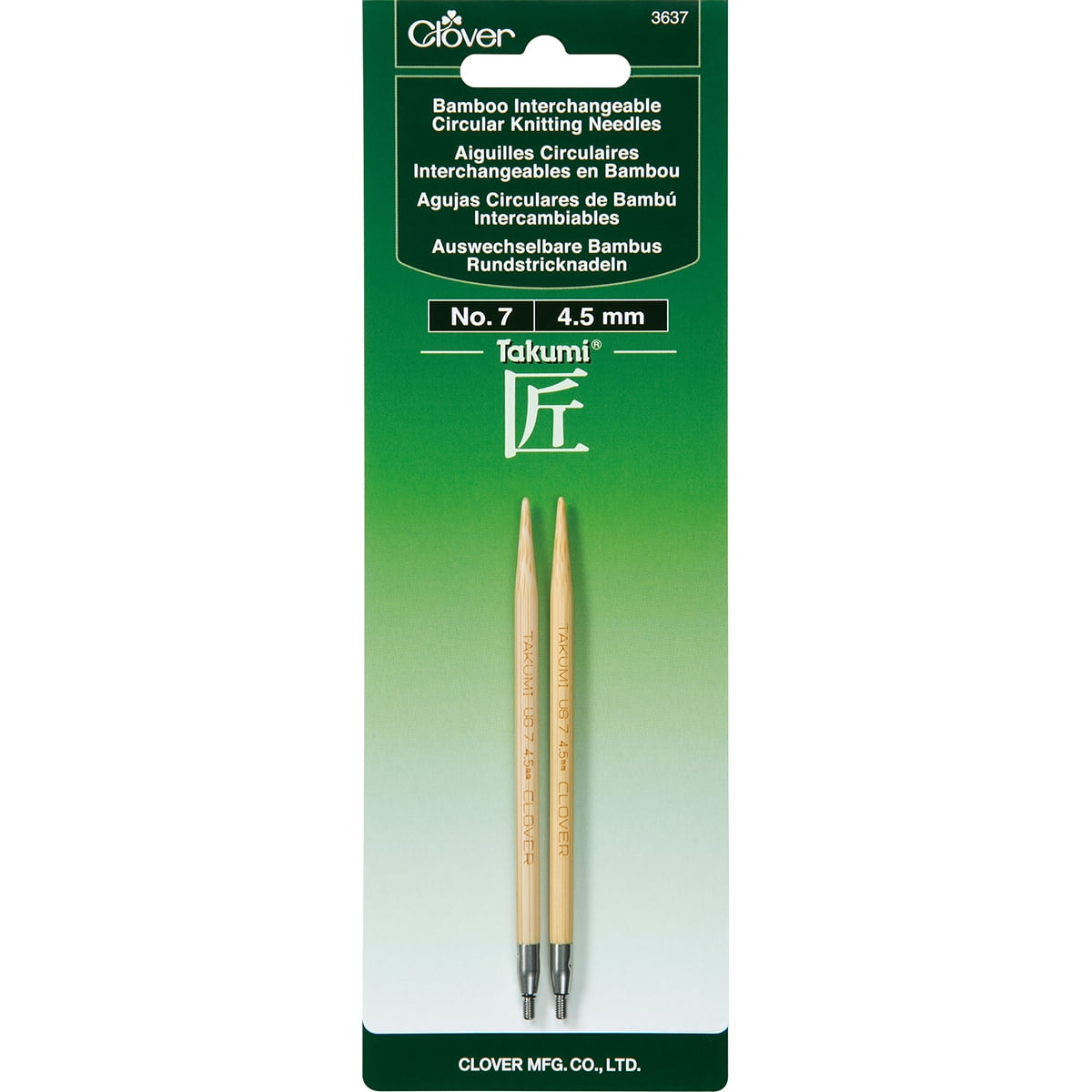 Clover Takumi Bamboo Interchangeable Circular Knitting Needles, Size 7/4.5mm