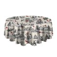 thumbnail image 5 of Beige Christmas Winter Scene Pattern Round Tablecloth 60"x60",Wrinkle Wipeable Table Cloth for Kitchen Dining Room Picnic Patio Party, 5 of 6