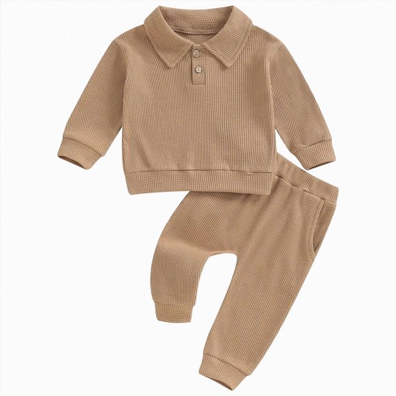 TOWED22 Toddler Baby Boy Fall Winter Clothes Long Sleeve Sweatshirt Pullover Tops Joggers Pants Outfit Set Size:2-3 Y,Color:Coffee