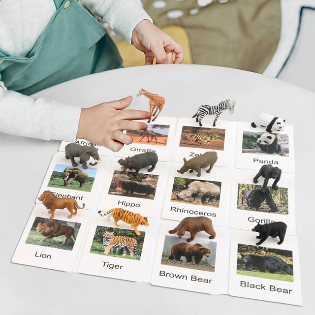 12x Figuras de Animales Marinos y Salvajes Macarena Tarjetas de Figuras Realistas
