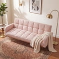 thumbnail image 3 of FENGFAN 69 Inch Teddy Fleece Adjustable Sofa Bed 3-Seater Pink 69x31.3x30.7 in 1 Pack, 3 of 9