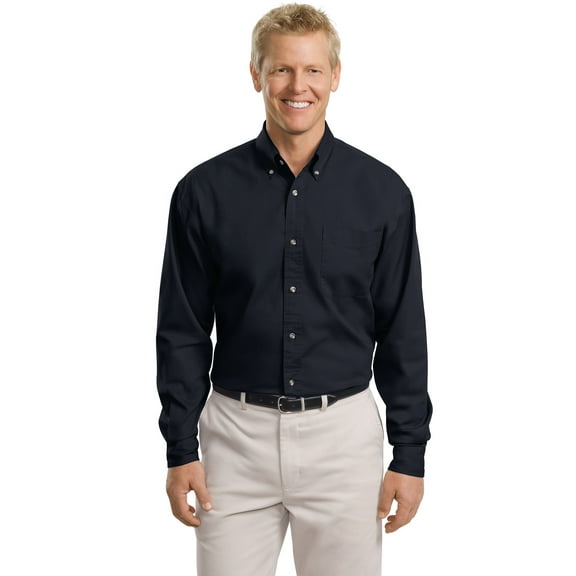 Port Authority TLS600T Tall Long Sleeve Twill Shirt , Khaki, XLT, Mens Casual Button Down Shirts