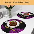 thumbnail image 5 of Purple Rose Round 15 Inch Placemats Set of 2, Vintage Abstract Garden Flower Floral Black HeatResistant Non Slip Place Mats for Dining Table, Wipeable Braided Kitchen Table Mats for Housewarming, 5 of 9