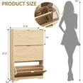 thumbnail image 2 of Shoe Cabinet Storage for Entryway with 3 Flip Drawers, Oak Fluted Shoe Cabinet with Adjustable Shelves, Wooden Hidden Shoe Rack Freestanding Narrow Slim Shoes Storage for Hallway, Entrance, 2 of 7