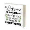 thumbnail image 1 of Clearance Sale! Rustic Kitchen Sign Decor Welcome To Our Kitchen Open Daily Wood Block Signs Farmhouse Kitchen Wooden Box Sign Decor For Kitchen Shelf Counter Desk Table Decor, 1 of 8