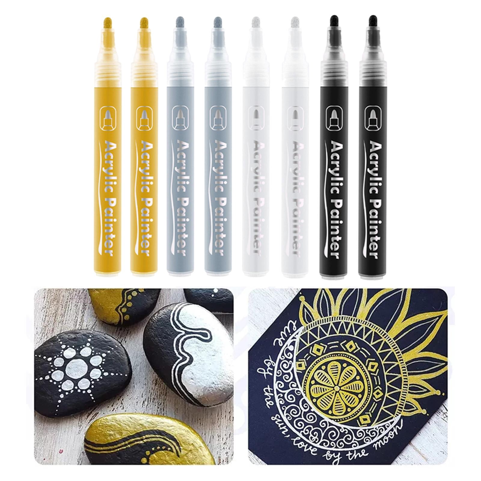 FVDPWYE 8Pcs Metallic Marker Highlights Medium Tip Paint Pen for Fabric DIY Craft