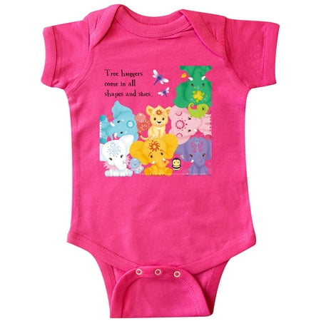 

Inktastic Cute Elephants Tree huggers Come In All Shapes And Sizes Gift Baby Boy or Baby Girl Bodysuit
