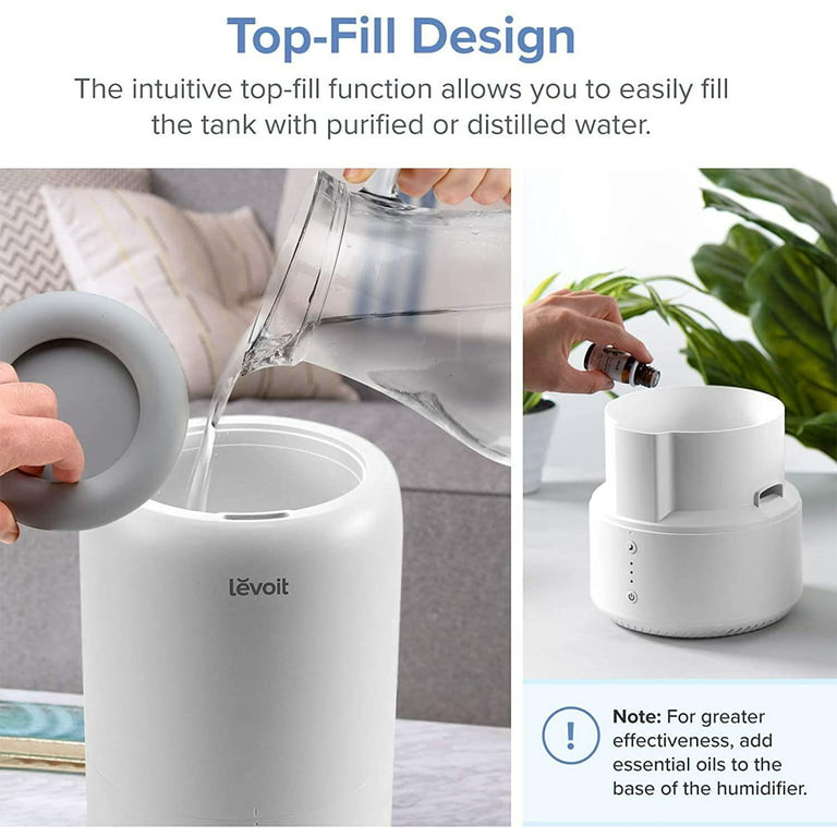 Levoit Dual 100 Ultrasonic Top-Fill Cool Mist 2-in-1 Humidifier & Diffuser