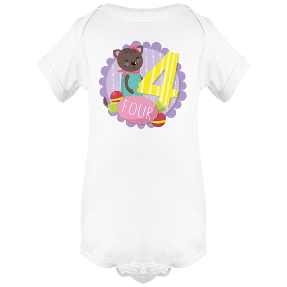 Number 4 With A Cat Bodysuit Infant -Image by Shutterstock,  Newborn