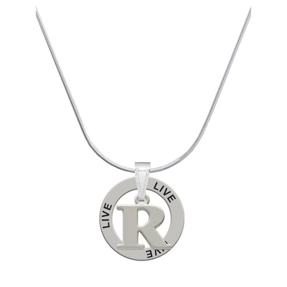 Delight Jewelry Silvertone Large Initial - R - Live Ring Charm Necklace, 18"
