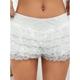 thumbnail image 2 of Arvbitana Women's Lace Shorts Elastic Low Waist Solid Color Leggings Shorts Ladies Casual Comfy Layered Ruffles Shorts for Club Streetwear, 2 of 6