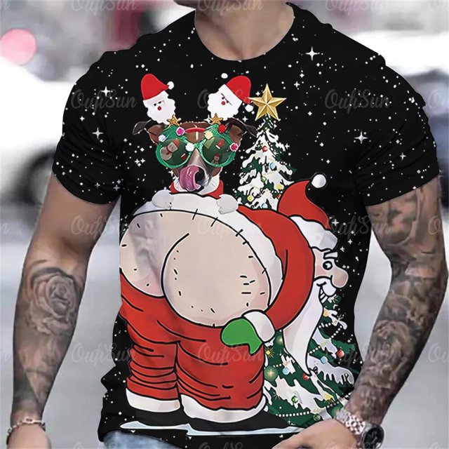 Camisetas de Navidad para hombre, ropa informal de manga corta, a la moda, para verano, 2024