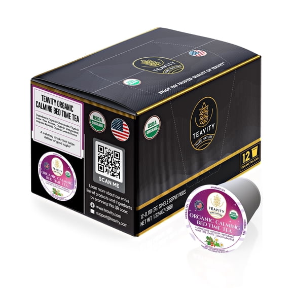 Organic Chamomile Sleep Tea Pods Compatible with Keurig Brewers by Teavity  (Calming Bed Time Tea, 12 Tea Pods)