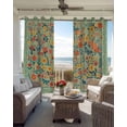 thumbnail image 3 of Boho Green Flowers Black Out Curtains 84 Inch Long for Living Room, Spring Abstract Watercolor Floral Leaf Blackout Curtain Shade Thermal Insulated Window Curtains Grommet Drapes 42"x84" 2 Panels, 3 of 8
