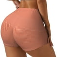 thumbnail image 2 of Fotbe Orange Gingham Seamless Shorts, Womens Workout Shorts High Waist Stretch Booty Short for Gym/Yoga/Running/Biking-, 2 of 9