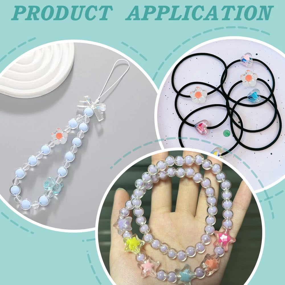 1050Pcs 30 Styles Acrylic Assorted Beads Candy Color Acrylic Pastel Beads Flower Star Colorful Macaron Cute Loose Beads Bulk Kawaii Spacer Beads for DIY Bracelet Necklace Jewelry Making Colorful