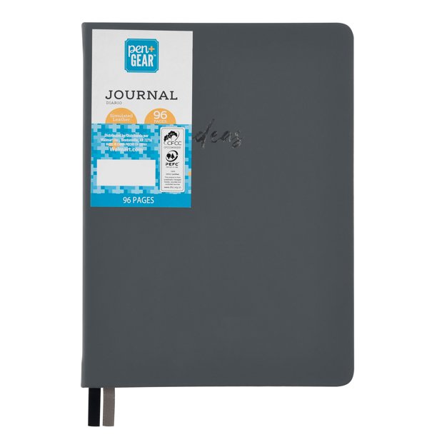 Pen + Gear Black Paper Journal, Simulated Leather, Hardcover, 96 Lined