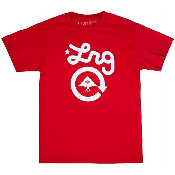 LRG Mens T-Shirt Cycle Logo Crewneck Short Sleeve Tee Red Large
