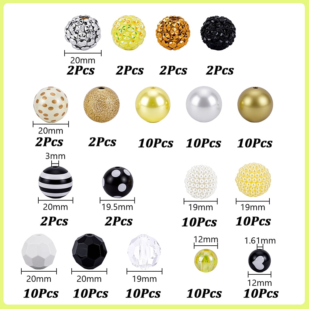 Round Resin & Acrylic & Plastic Imitation Pearl Beads Findings Kits Mixed Color 20x18mm Hole: 3mm